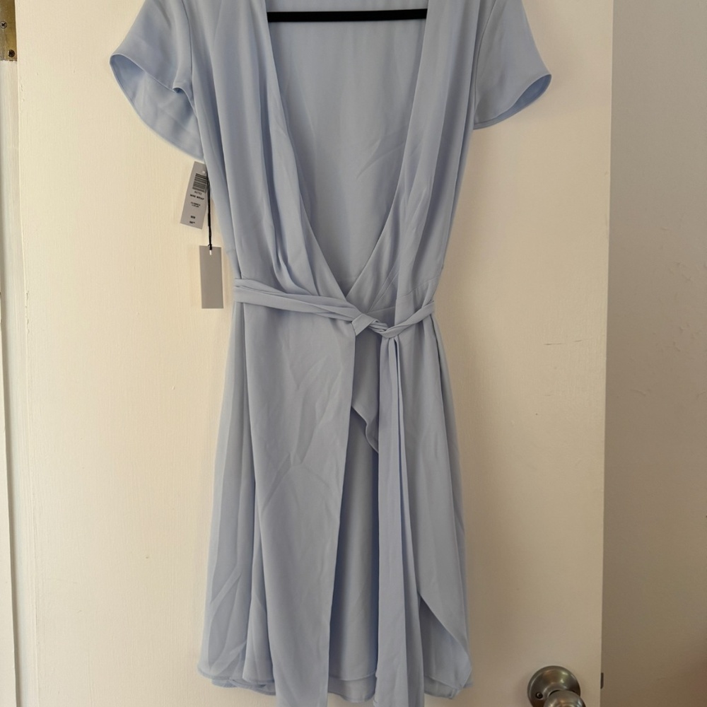 Babaton Mini Wrap Dress Blue - New with tags